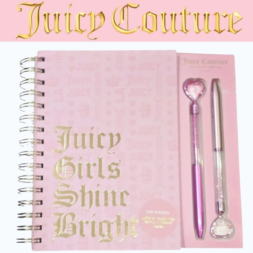 Juicy Couture Home Juicy Girls Shine Bright Spiral Journal &‎ Heart Pen Set